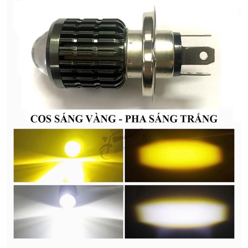 Đèn pha H4 sáng vàng và trắng cho xe máy cực sáng