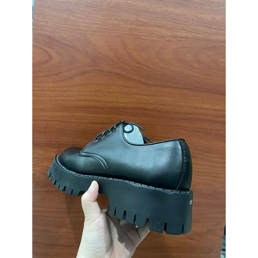 Giày da nam Chunky Derby đế cao su đúc được khâu chắc chắn tăng chiều cao 3.8cm phong cách hiện đại