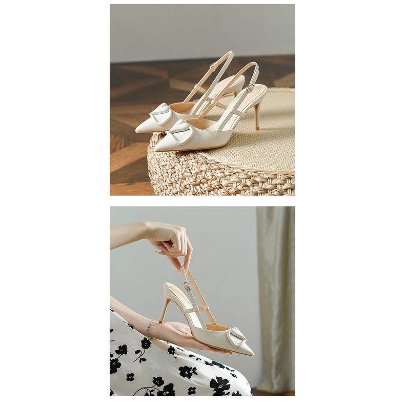 GIày cao gót hở gót xỏ quai mặt trái tim siêu xinh POCI 002