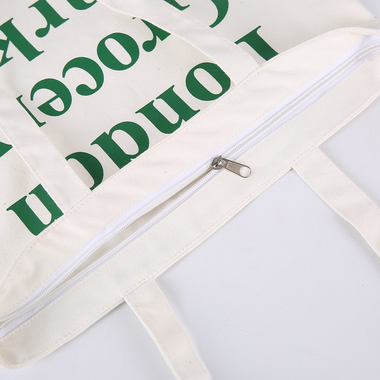 Túi tote HAZIN vải canvas ulzzang unisex in chữ London có khoá miệng túi nhỏ bên trong HZ58