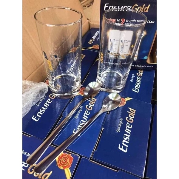 Set 2 Ly Chia Vạch Ensure Gold Đẹp Chất Liệu Thủy Tinh Cao Cấp, Rất Dày Dặn