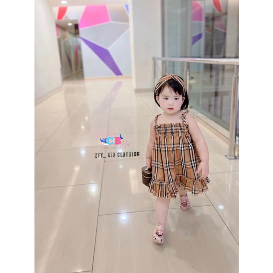 Set váy B.R.R 2 dây dúm bèo kèm mũ 3 lớp dậy dặn