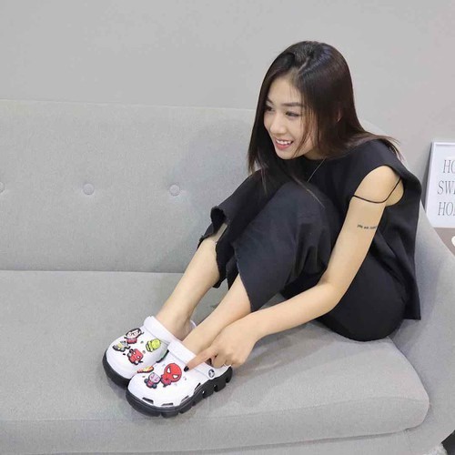 Dép sục cross nam, giày cross nữ white color đế cao đen đi mưa full box đủ màu và full size 35 đến 45