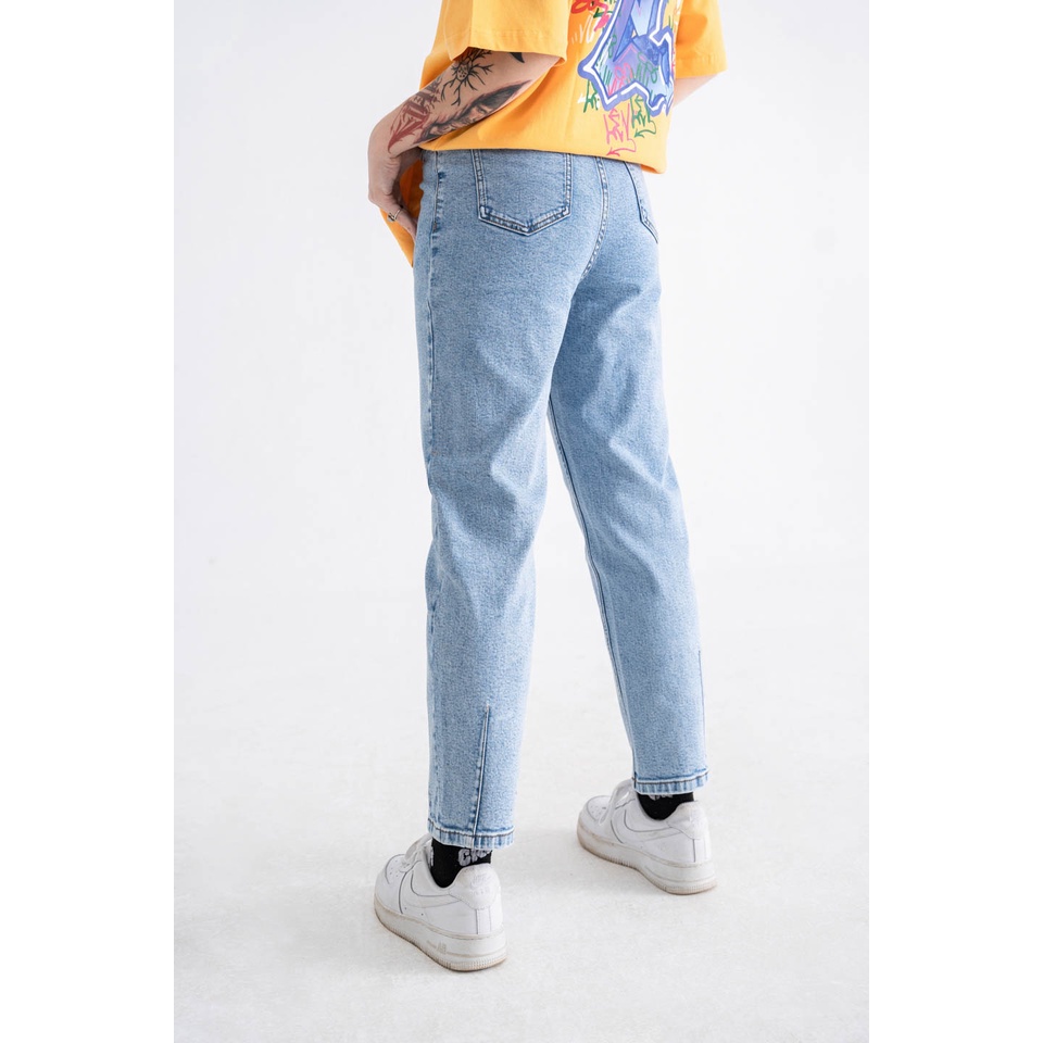 Quần Jean BOO BOO Nữ Dáng Mom jeans Cạp Cao Chiết Ly Phong Cách