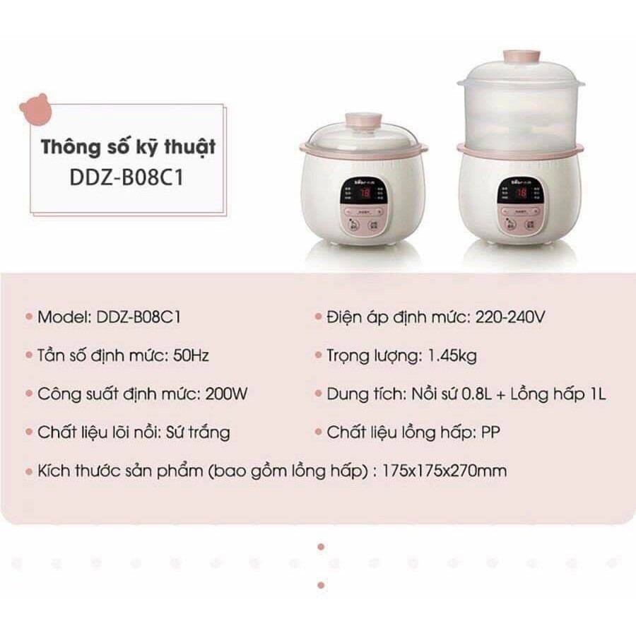 Nồi Nấu/ Hầm Cháo Bear Dung Tích 0,8L/1,6L Tiện Lợi Cho Mẹ Và Bé | BigBuy360 - bigbuy360.vn
