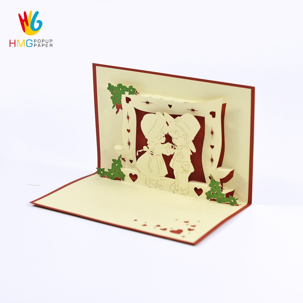 Thiệp Handmade 3D HMG Chủ Đề Về Tình Yêu Dành Tặng Cho Các Dịp Lễ, Ngày Kỷ Niệm, Size 10x15cm