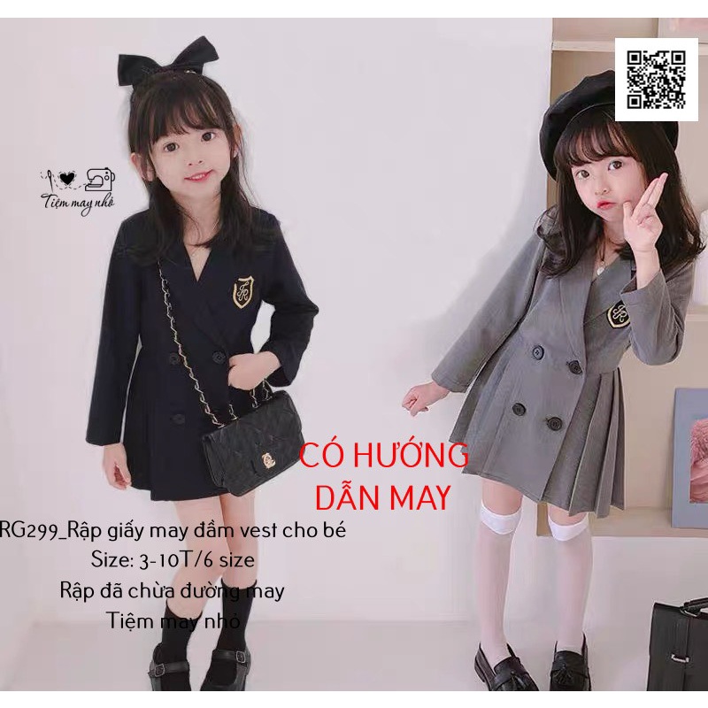 RG299_Rập giấy may đầm vest cho bé