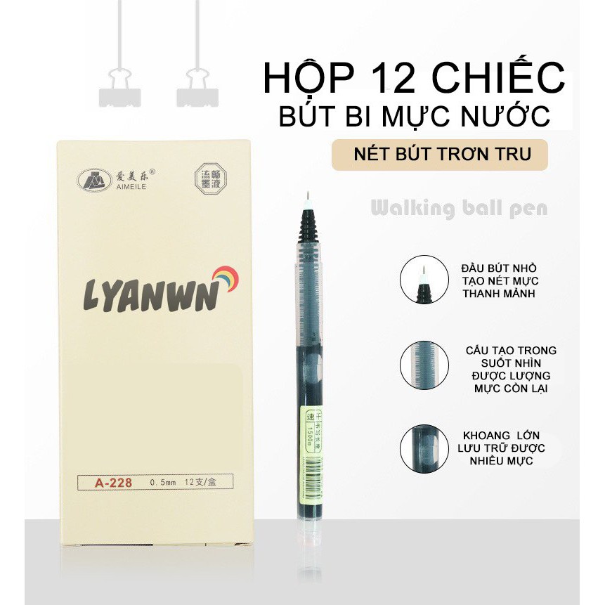 Bút bi nước khô nhanh Lyanwn - 0.5mm - viết thư pháp -Ống bút liền tục  mực-5 màu sắc- 1 chiếc Lyanwn