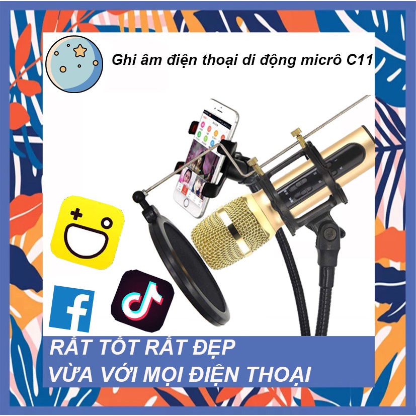 Bộ Micro C11 Bản Nâng Cấp Full Phụ Kiện Tai Nghe Dây.Lấy Nhạc,IC Bắt Xa 3m Mic Thu Âm- Phù hợp với tất cả các điện thoại