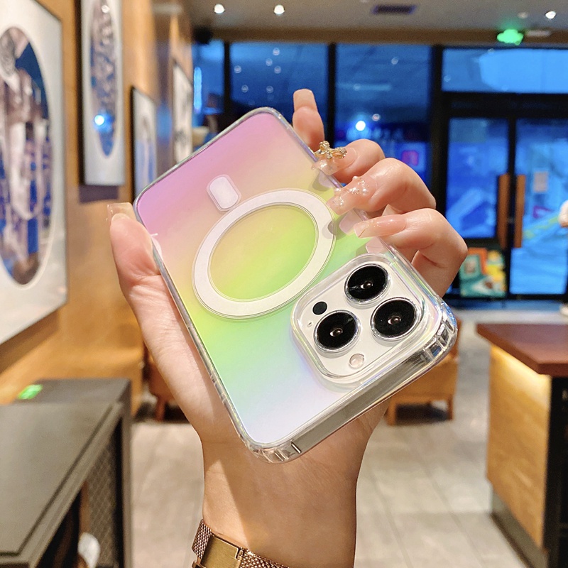 Ốp Điện Thoại Cứng Từ Tính Màu Laser Cho iPhone 13 Pro Max 11 12 Pro Max