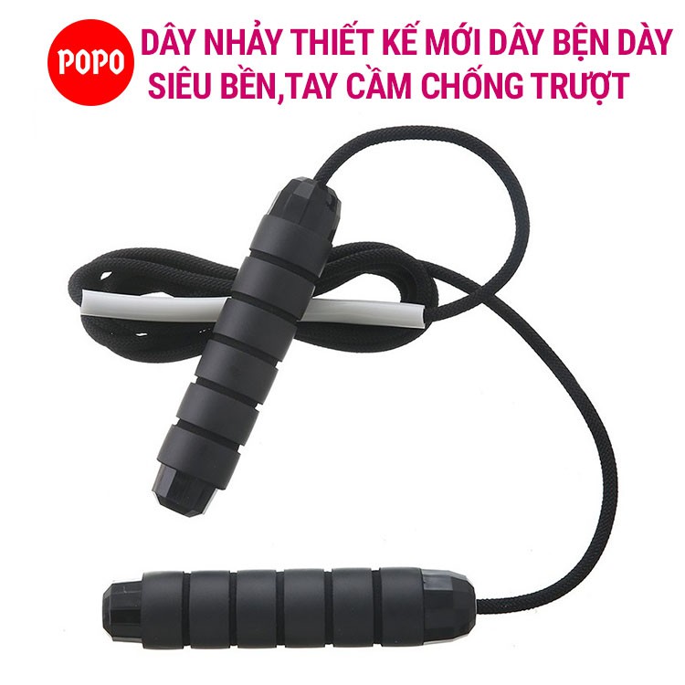 Dây nhảy dây POPO TS23 thiết kế mới kèm thêm tạ sắt theo sở thích, lõi dây thép 6mm, tay nắm có vân êm ái thoáng khí