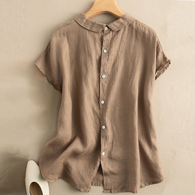 Áo cotton lanh tay ngắn thời trang