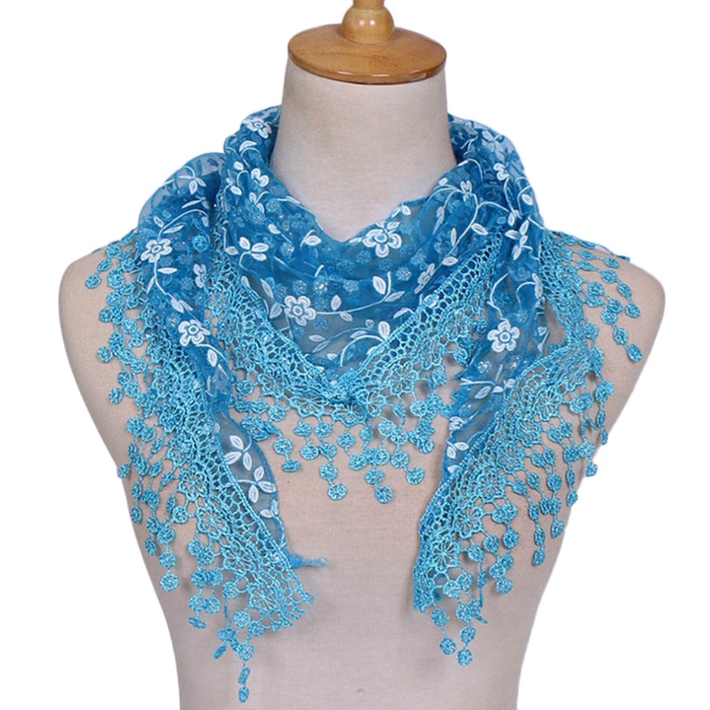 Youyo Khăn Choàng Cổ Dài Phối Ren Rỗng Tua Rua Hình Tam Giác Thời Trang Cho Nữ Desi