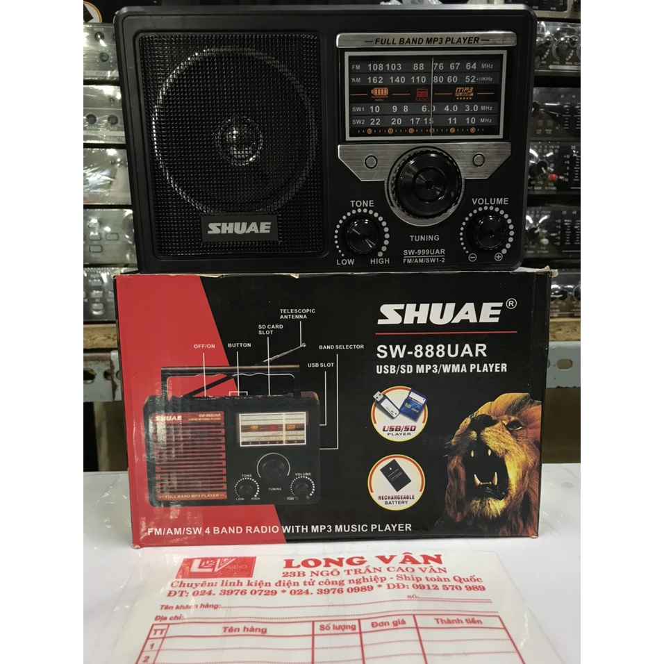Radio Siêu Bền Shuae SW-999UAR hỗ trợ nghe USB thẻ nhớ TF , thẻ nhớ SD, Đài radio 4 bands FM-AM-SW1-