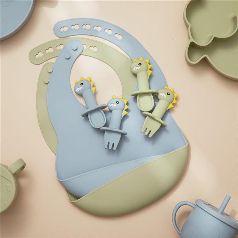 Bộ đồ ăn Mamimamihome silicon không chứa FPA thiết kế kiểu hoạt hình không thấm nước không trơn trượt dành cho trẻ em