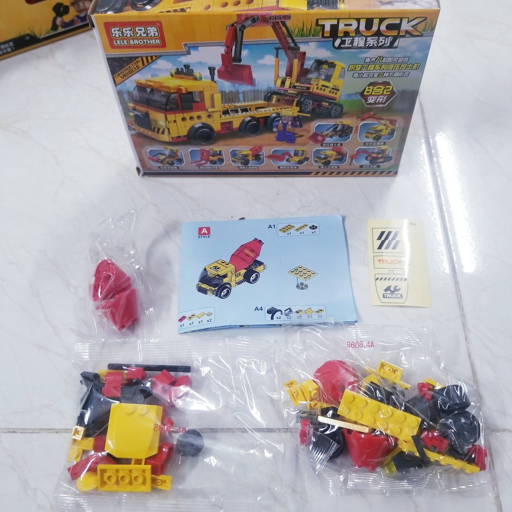 [816 CHI TIẾT] Bộ Đồ Chơi Lắp Ráp Xếp Hình LEGO OTO Biến Hình, Lắp Ráp Xe Cẩu, Máy Xúc, Xe Cứu Hỏa, Xe Tải