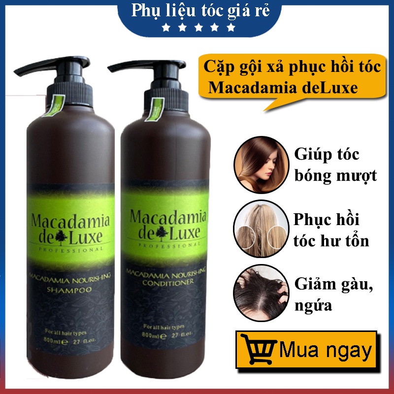 Cặp Dầu Gội Xả Ngăn Rụng Tóc Dưỡng Ẩm Phục Hồi Tóc Siêu Mềm Mượt Macadamia 800ml Chính Hãng CT79