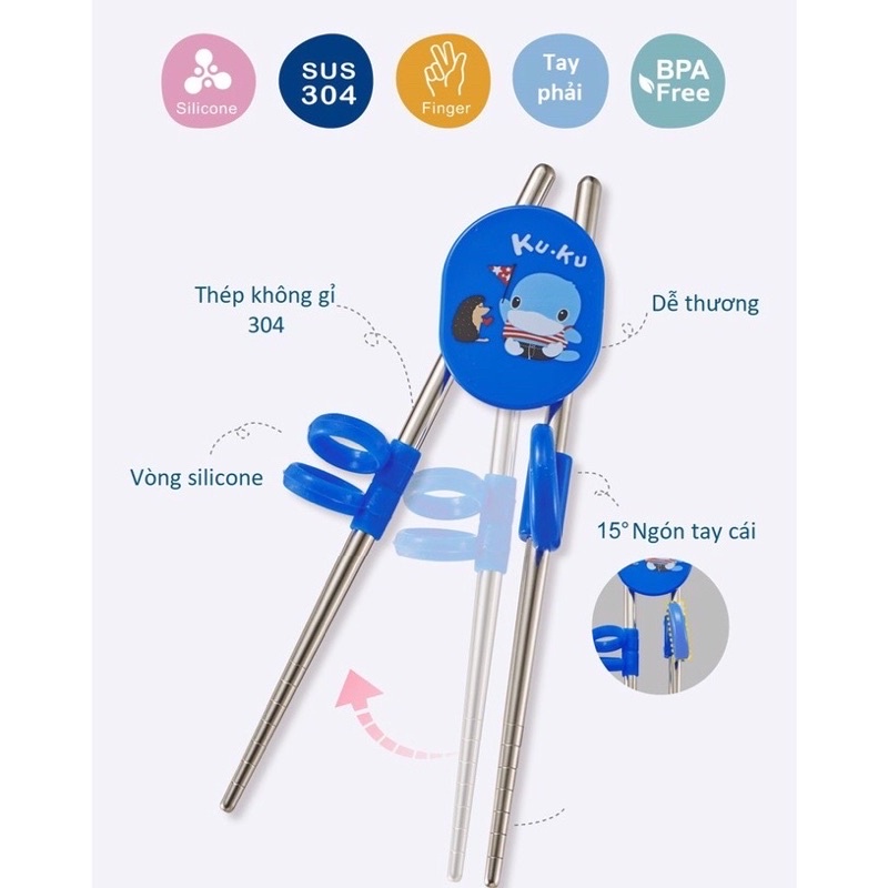 Đũa tập ăn xỏ ngón cho bé KUKU Duckbill KU3039 (1 đôi)
