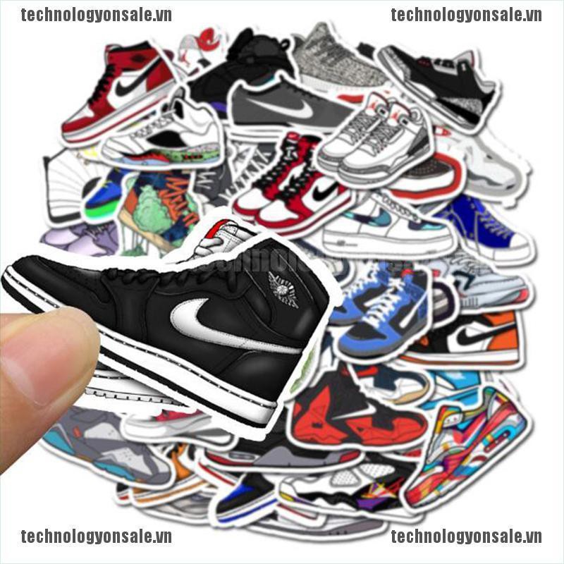 Set 50 hình dán giày thể thao Jordan chống thấm nước trang trí Laptop / ván trượt