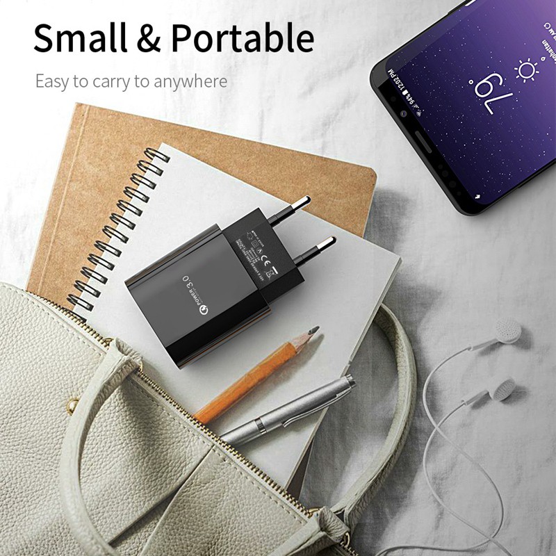 Củ Sạc Nhanh Qc3.0 Cho Samsung Xiaomi Iphone Huawei Tablet Pc Eu