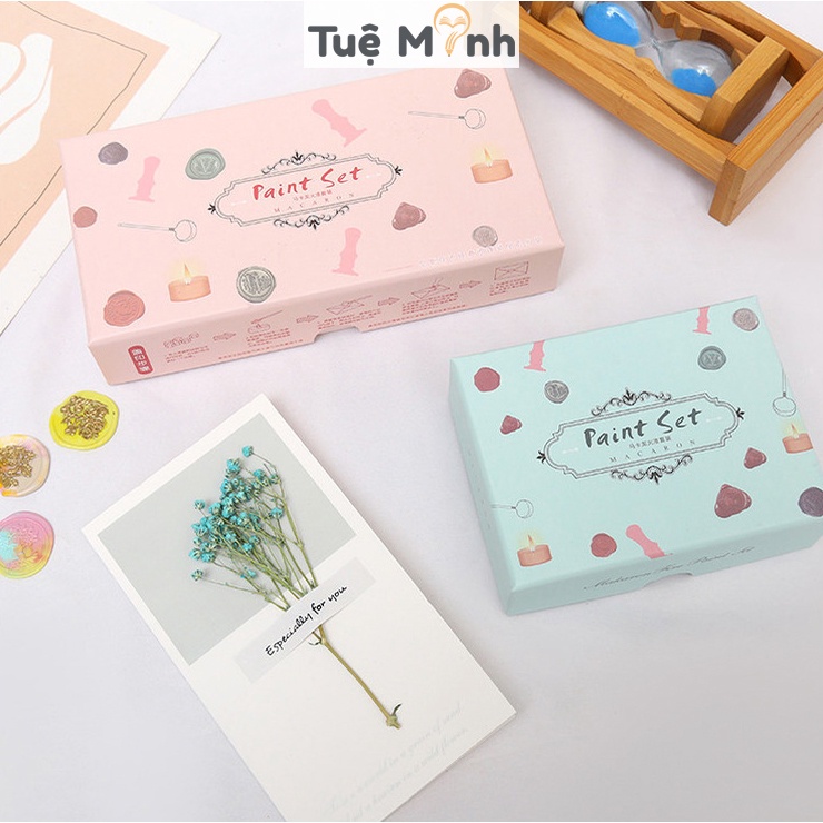 Bộ dụng cụ đóng dấu sáp chảy D08 phong cách cô điển niêm phong VPP Tuệ Minh, trang trí bullet journal con sáp vintage