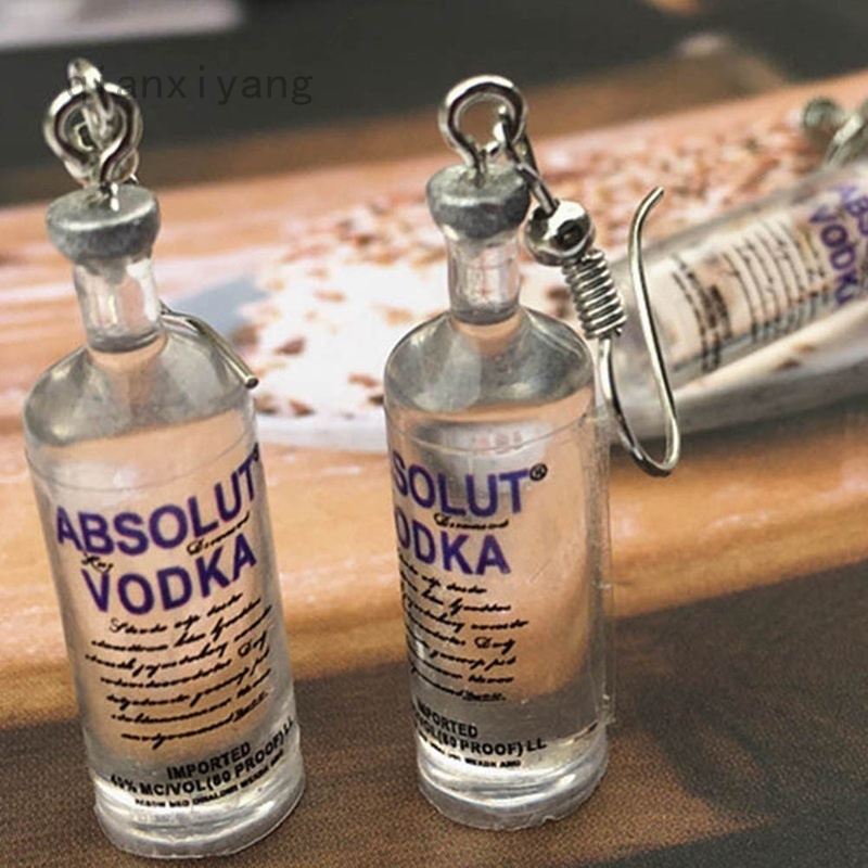 Khuyên Tai Dáng Dài Hình Chai Nước Vodka Trong Suốt Sáng Tạo Vui Nhộn Cho Nữ