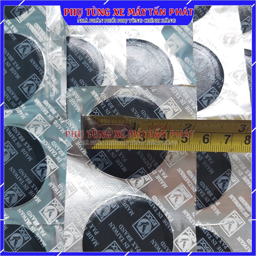 Hộp 50 miếng Tròn 42mm Chuyên Vá Vỏ - Ruột Xe Máy Ô tô Xe Hơi Lốp Không Ruột Chính Hãng Tawan - Đài Loan