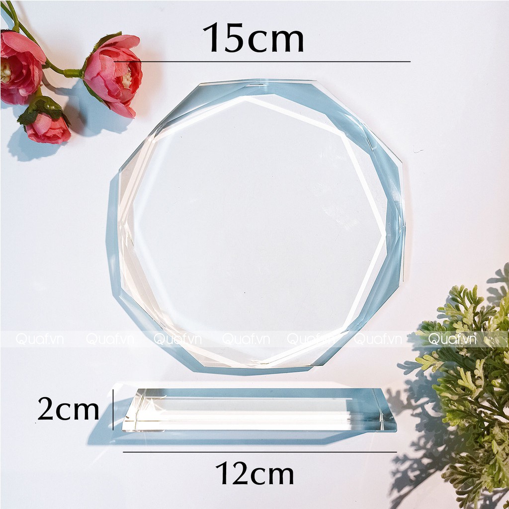Phôi Pha Lê Bát Giác - Dùng In UV, Khắc Laser