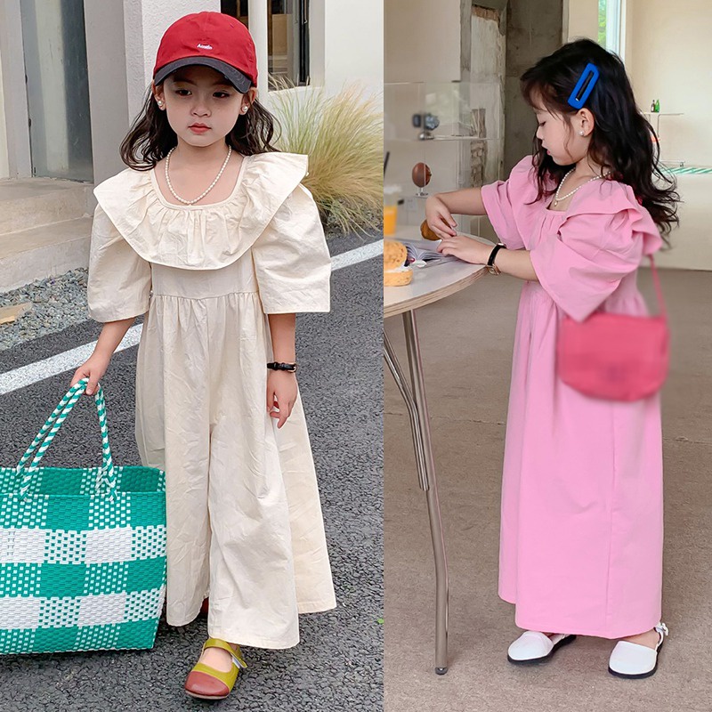 Jumpsuit Cổ Vuông Tay Lỡ Màu Sắc Ngọt Ngào Phong Cách Phương Tây Cho Nữ