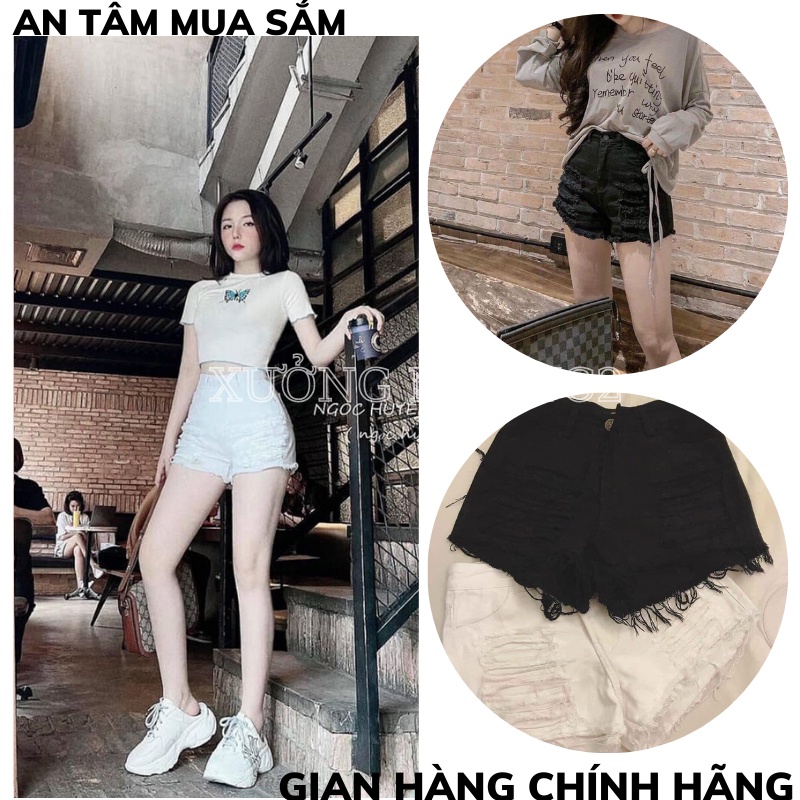 Quần Jeans đùi lưng cao, sóc jean giấy, sooc đáy cao Short nữ cạp ca legging đùi ngắn XƯỞNG MAY TC2