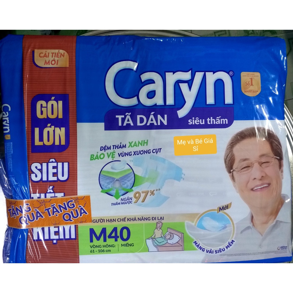 {TẶNG 4 MIẾNG}-TÃ DÁN CARYN SIZE M40/L40 MIẾNG ĐỆM THẤM XANH