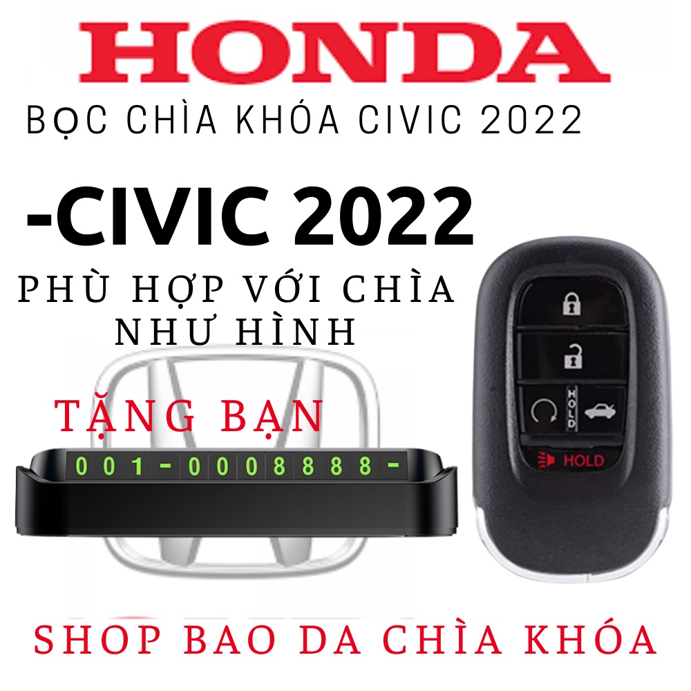 Bọc chìa khóa civic 2022 ,Bao da chìa khóa honda civic 2022 (H5 móc D)