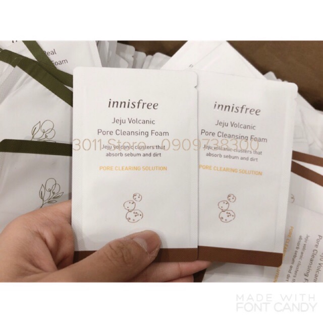 Combo 3 Gói Sample Sữa Rửa Mặt Tro Núi Lửa Dành Cho Da Dầu Innisfree Jeju Volcanic Pore Cleansing Foam 3ml