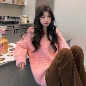 Áo Sweater Dệt Kim Cổ Chữ V Dáng Rộng Thời Trang Mùa Đông Cao Cấp Cho Nữ