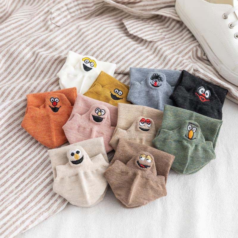 Vớ Cotton Mỏng Cổ Thuyền Thêu Họa Tiết Động Vật Hoạt Hình Dễ Thương Thời Trang Mùa Hè Cho Nữ