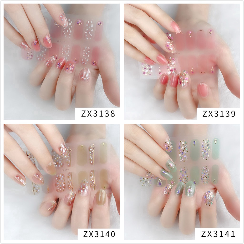 Miếng dán móng tay nghệ thuật 3D màu gradient ZX3132-3149