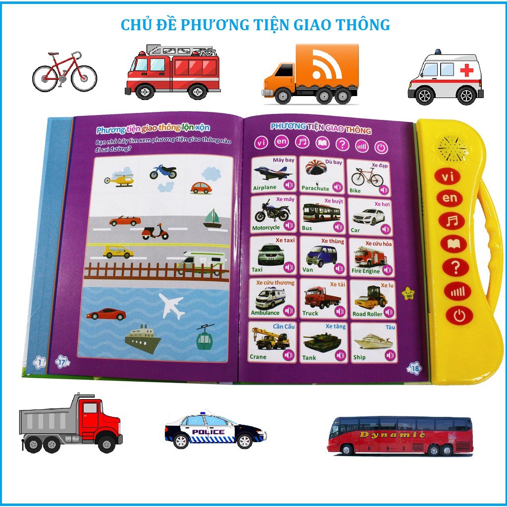 Sách Nói Điện Tử Song Ngữ Anh- Việt Giúp Trẻ Học Tốt Tiếng Anh- Cho Bé Từ 1- 7 Tuổi