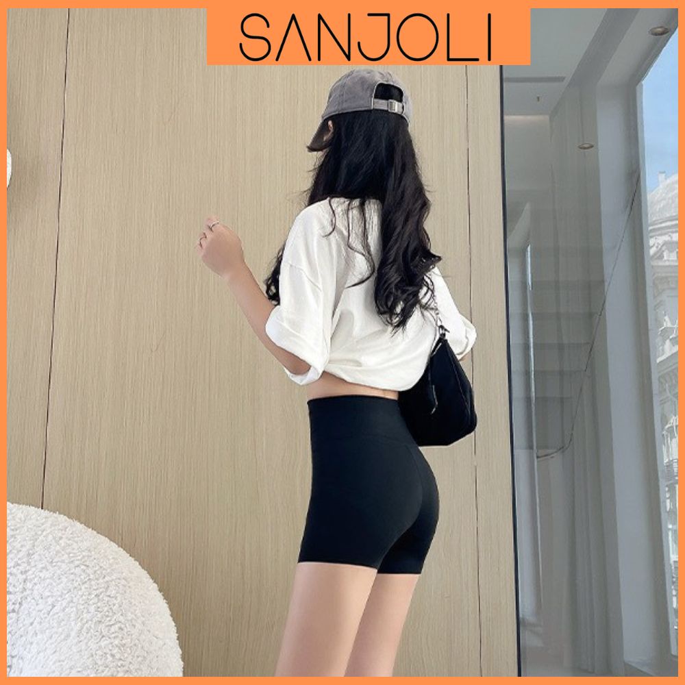 Quần Legging Đùi Nữ Thun Cạp Cao Biker Lửng Ngố Dáng Ôm Bigsize Tập Gym Yoga SANJOLI QD003