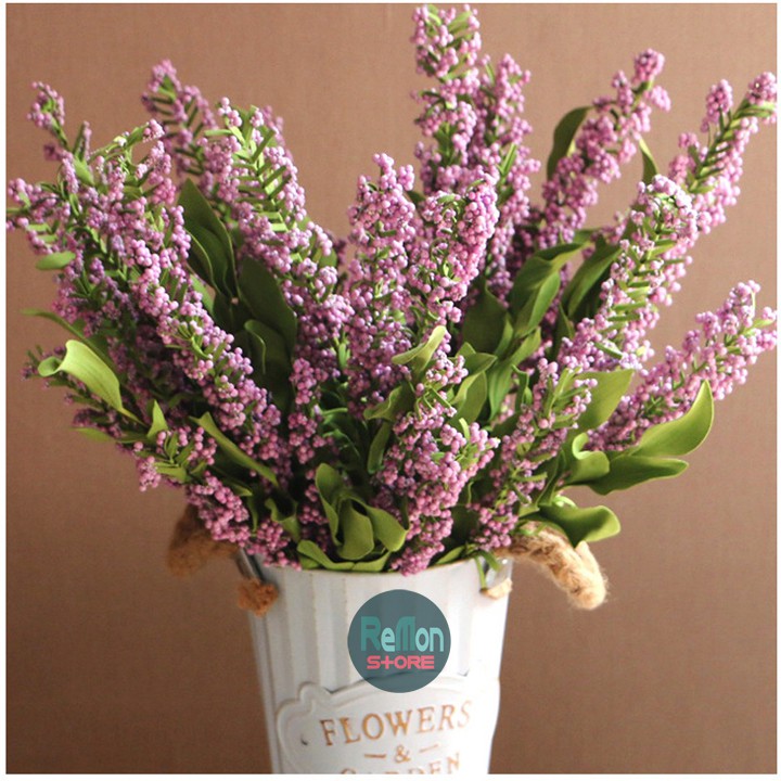 Cành hoa oải hương lavender tím (búp to) hoa giả cao cấp trang trí nhà cửa tiệc cưới, đạo cụ chụp ảnh