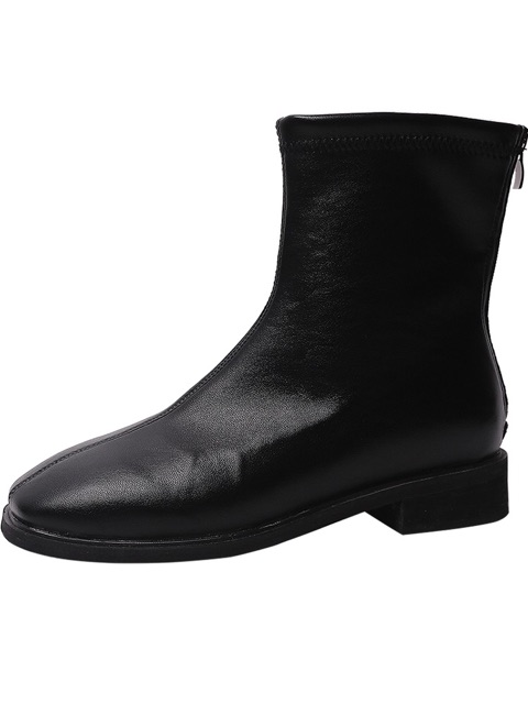 [Có Sẵn] Boots nữ cổ cao và cổ ngắn ulzzang khoá sau gót da mềm ôm chân đế thấp