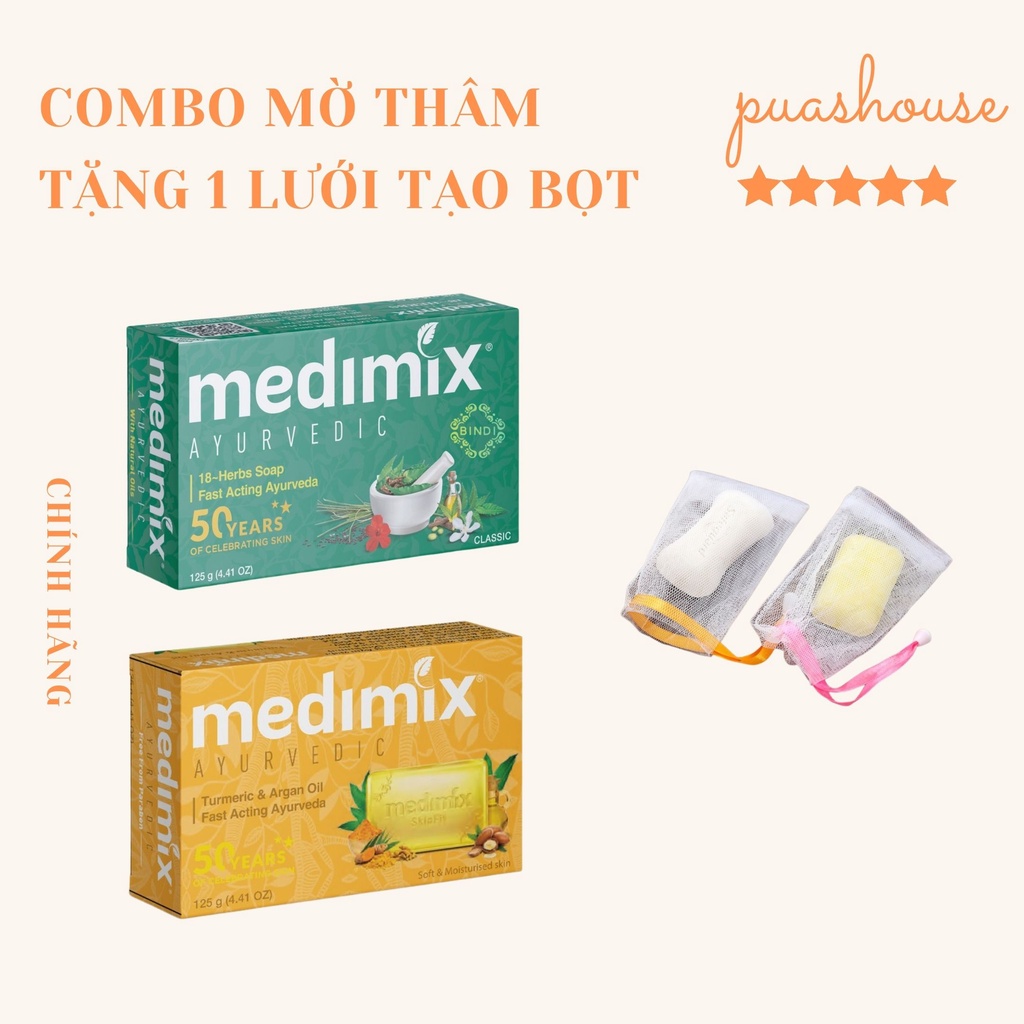 [FREE LƯỚI TẠO BỌT] COMBO MỜ THÂM XÀ PHÒNG 18 HERBS 125G TẶNG 1 LƯỚI TẠO BỌT