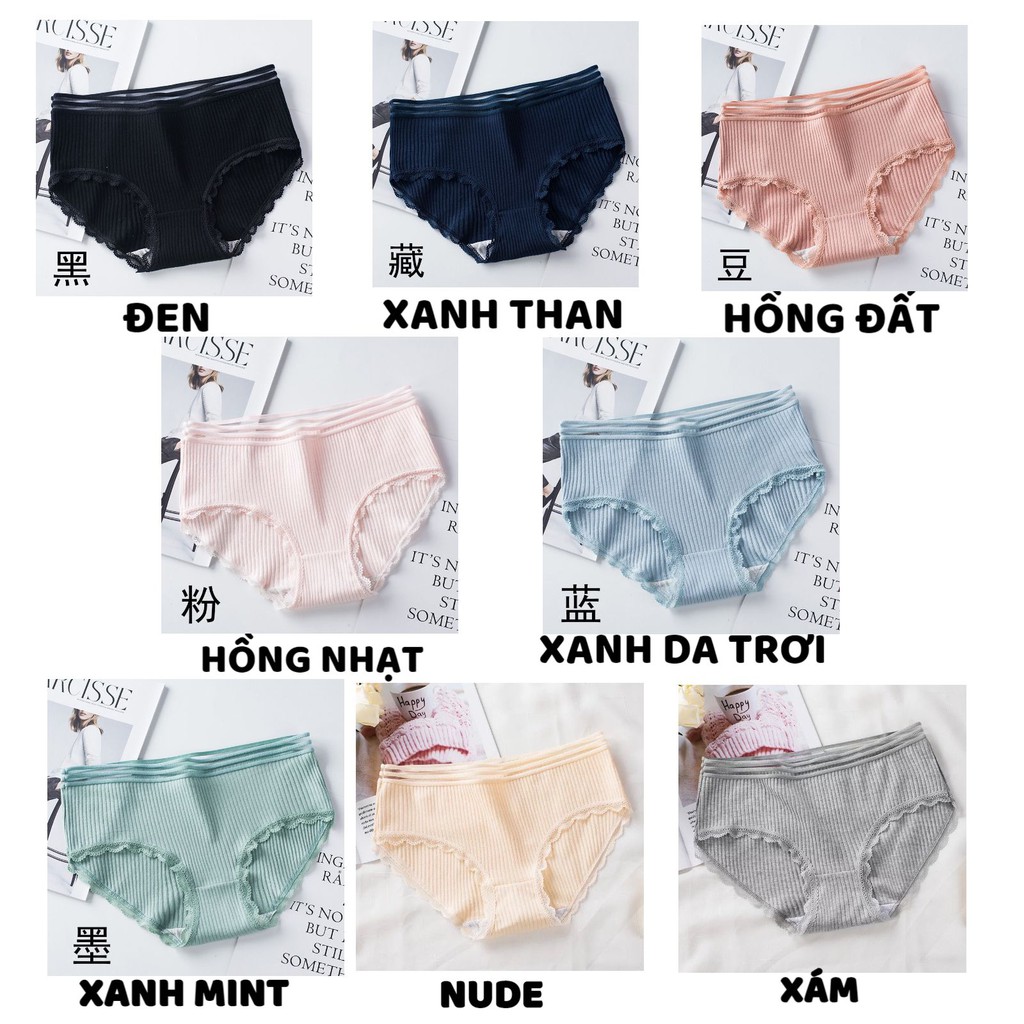 Quần Lót Nữ Cotton gân tăm cạp ren điệu đà sexy quyến rũ mã 1776 | BigBuy360 - bigbuy360.vn