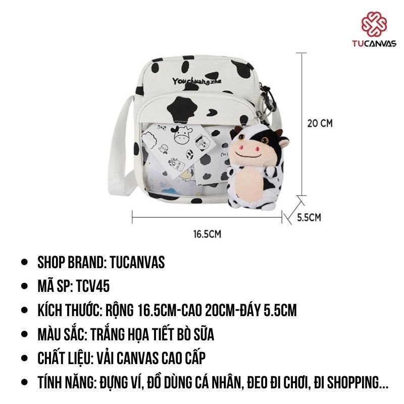 Túi tote đựng đồ đeo chéo nữ mini giá rẻ vải canvas phong cách unisex TUCANVAS TCV45