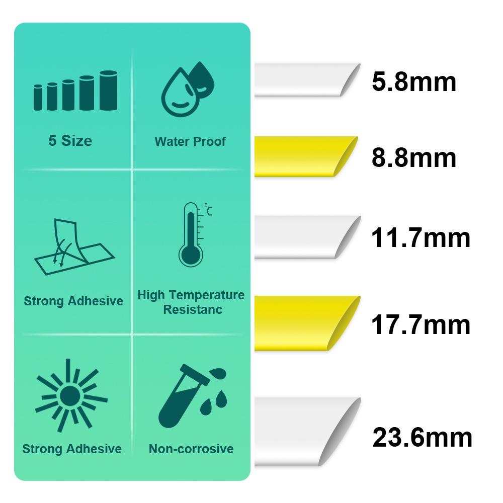 Băng Keo Dán Ống Co Nhiệt 5.8mm-23.6mm HSe211 HSe221 HSe-231 HSe251 HSe611 HSe621 HSe631 HSe-651 Cho Brother P-Touch PT-E550WVP E550WVP E500VP