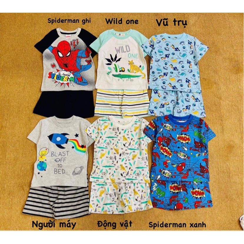 Đồ bộ bé trai, bộ cộc tay cho bé trai, Bộ cotton cho bé trai Matalan dư xịn BOH09