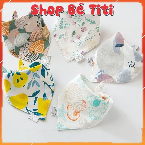 Khăn yếm tam giác cho bé chất liệu Cotton 2 lớp có cúc bấm màu sắc đáng yêu Shop Bé Titi