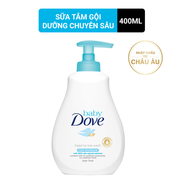 Sữa tắm gội toàn thân Baby Dove nuôi dưỡng chuyên sâu 400ml