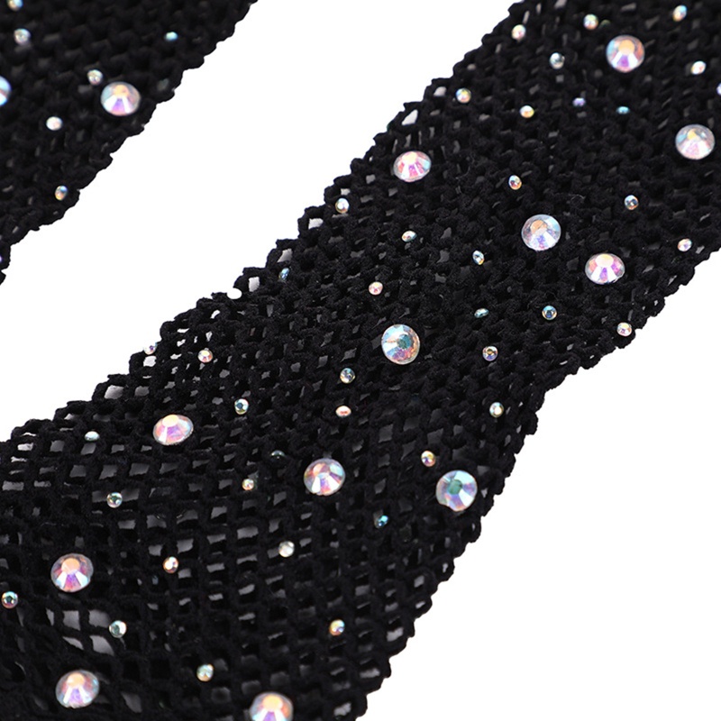 Găng Tay Lưới Hở Ngón Đính Đá Lấp Lánh Cho Nữ