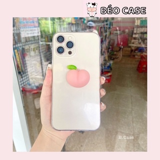 Ốp lưng iphone đào mochi mềm mặt lưng trong suốt