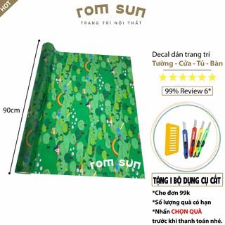 Khổ 90cm | Giấy dán kính mờ phòng ngủ - Decal dán kính cửa sổ hoạt hình cho bé